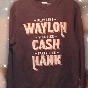 Waylon Cash Hank Graphic Crewneck Sweater - Black